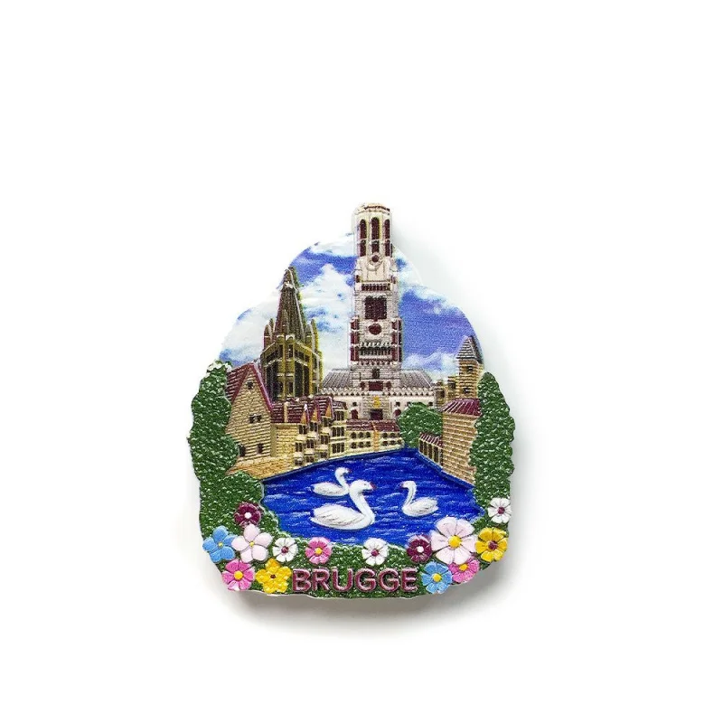 

Belgium Bruges Bell Tower City Architecture Love Lake Park Cultural and Creative Home Decorations3d3D Refrigerator Magnet