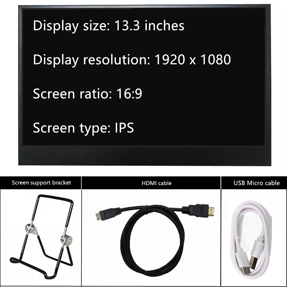 

13.3 Inch 16:9 1920*1080 IPS Portable Display Monitor For Raspberry Pi Banana Pi Orange Pi Computer Auxiliary Screen Sub Screen