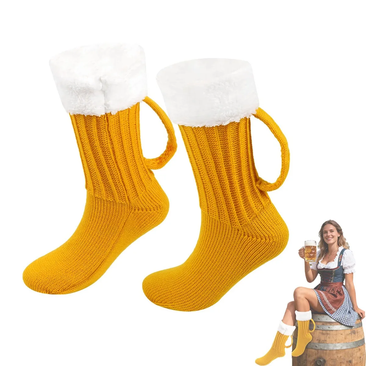 

Funny Beer Socks for Men Women Thick Knitted Winter Ski Socks Novelty Beer Lover Birthday Gift for Adults Winter Floor Socks
