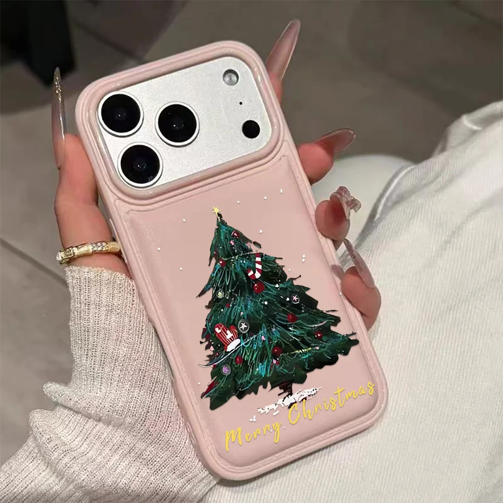 Рождественская елка, новогодний чехол для телефона для iPhone 11, 12, 13, 14, Plus, 15, 16, 17 Pro Max 17Air, кожаный чехол с рождественским узором