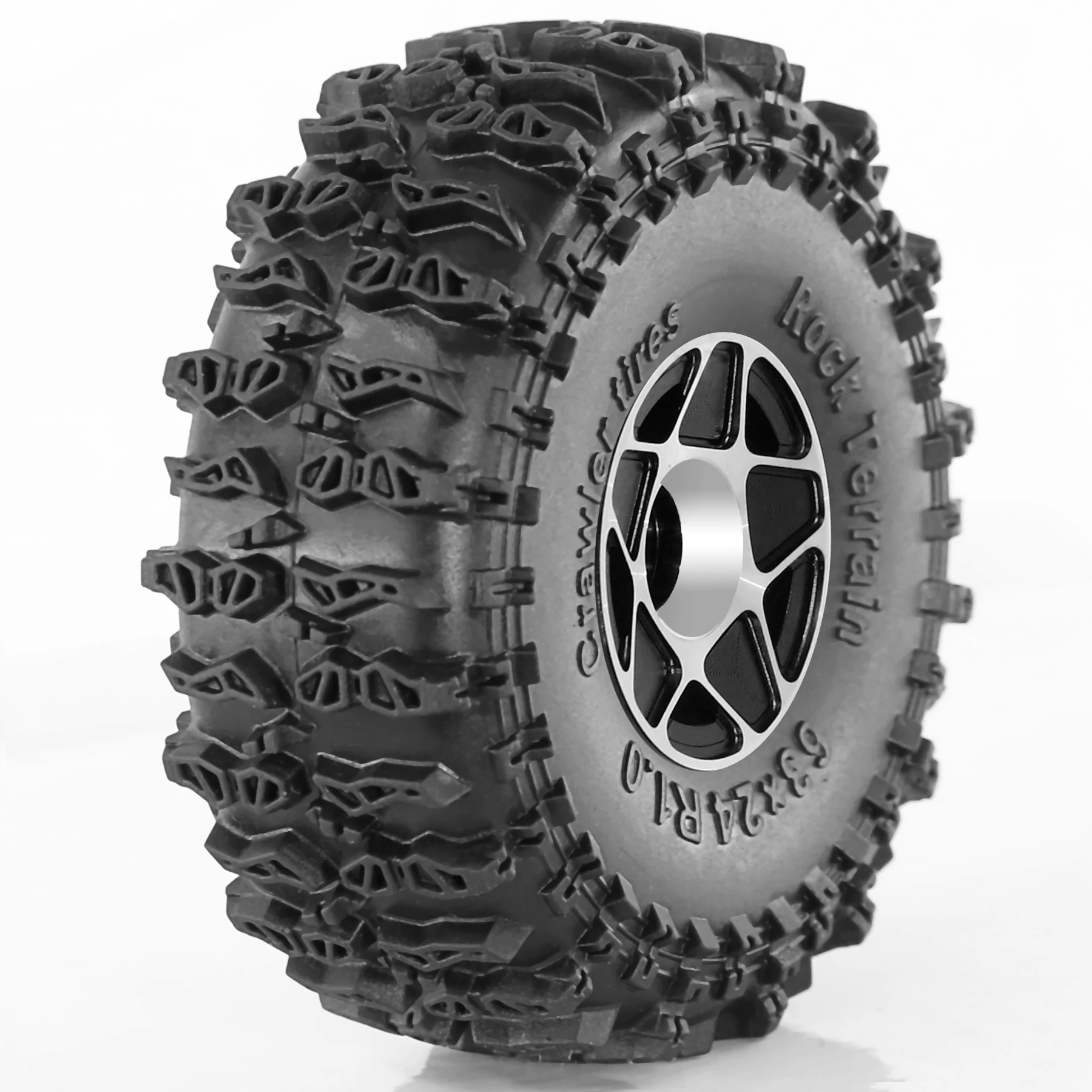 4 pezzi 63mm metallo 1.3 "Beadlock cerchione set di pneumatici in gomma per 1/18 1/24 RC Crawler Axial SCX24 AX24 TRX4M FCX24 parti di aggiornamento