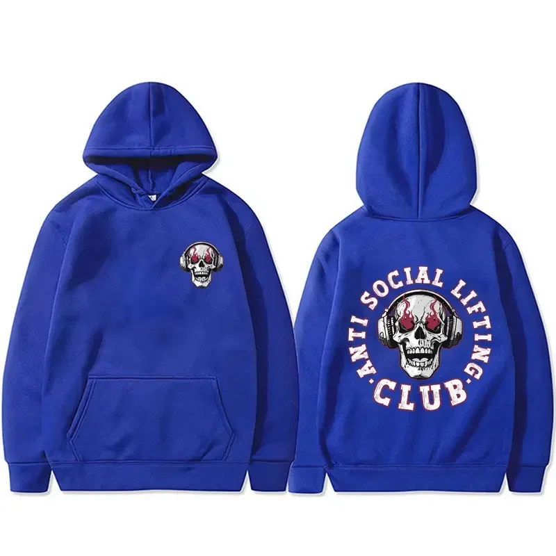Customization Anti Social Lifting Club Double Sided Print Hoodie Men Women Fashion Oversized Hooded Tracksuit Funny Skeleton Gra