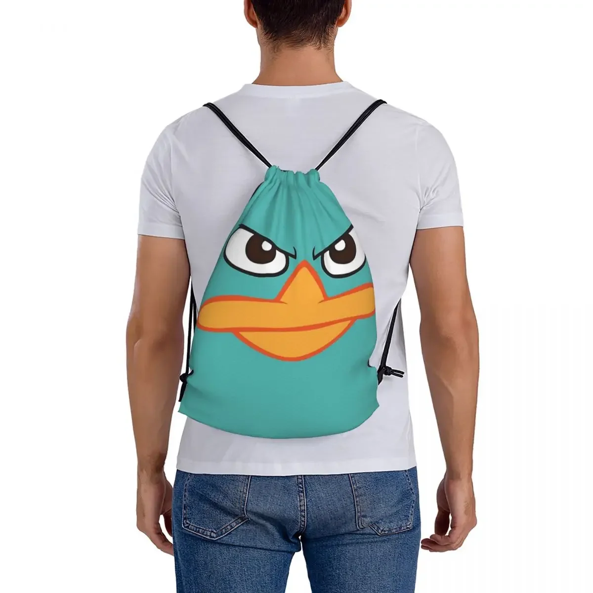 Perry The Platypus Mask Backpacks Portable Drawstring Bags Drawstring Bundle Pocket Sports Bag BookBag For Travel Students