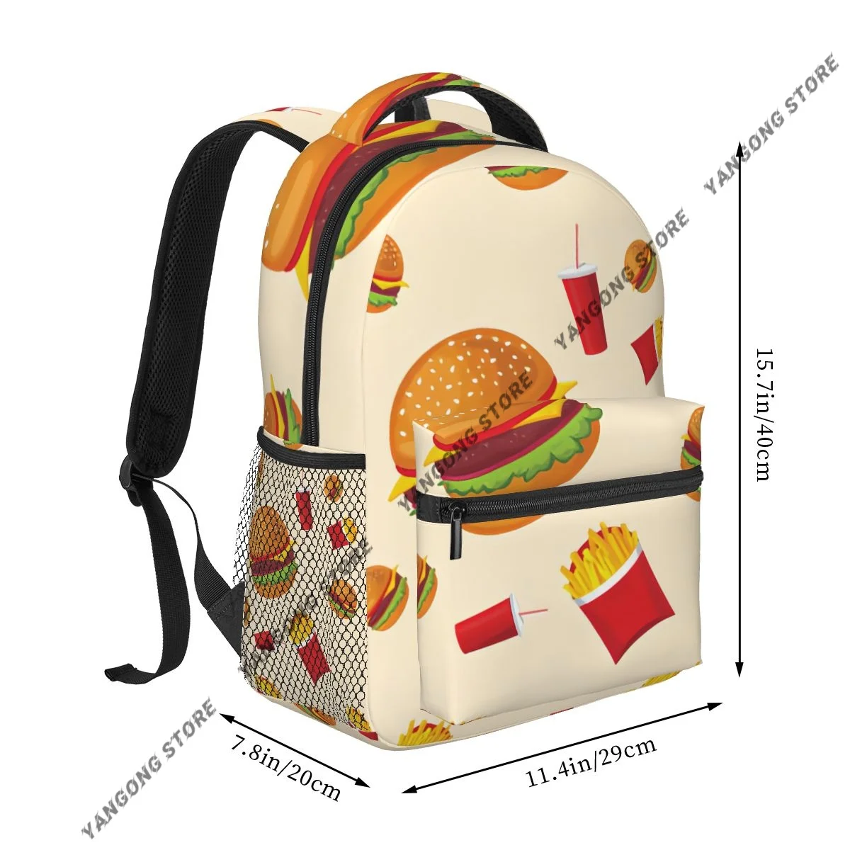 2026 Unisex Fries Coca-cola And Hamburger Female Travel Daypack Laptop Backpack Book Schoolbags Feminina School Casual Women Bag