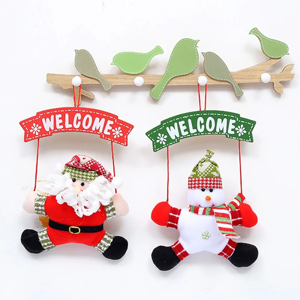 

Christmas Welcome Door Drop Ornaments Xmas Wreath Hanging Pendant Snowman Santa Claus Cloth Christmas Tree Pendant New Year 2026