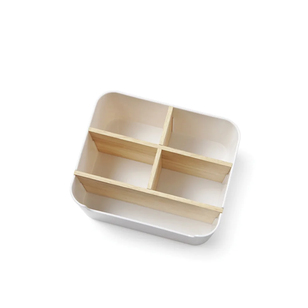 

Creative Wood and Plastic Desktop Storage Basket Multi-compartment Storage Box Household Organizer for Home Office
