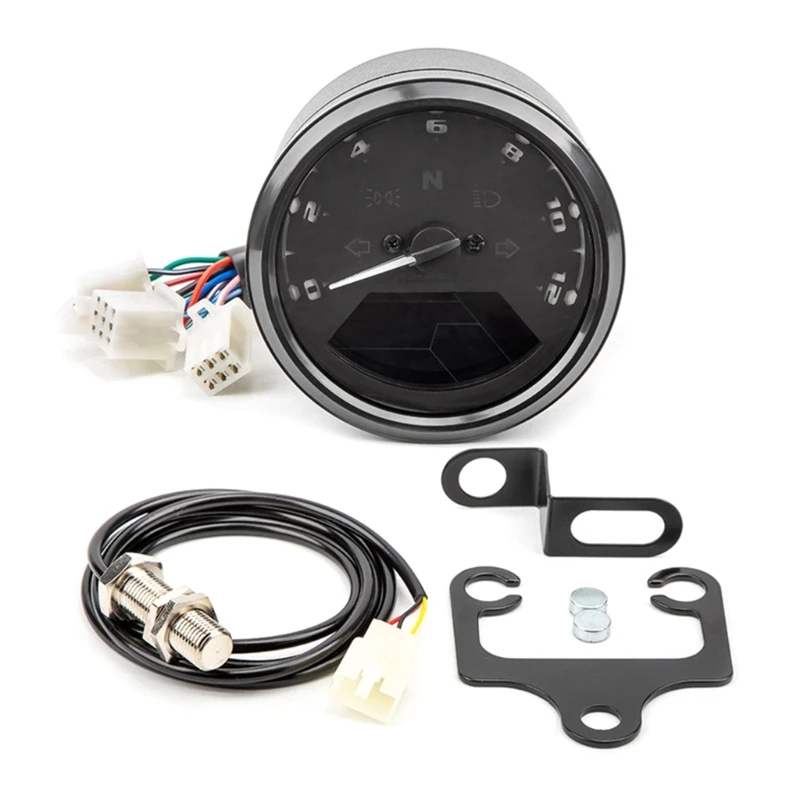 For CG125 Scooter Motorbike Speedometer Tachometer Gauge Panel Round Speed Meter LED Accessories Universal 12V GTWS