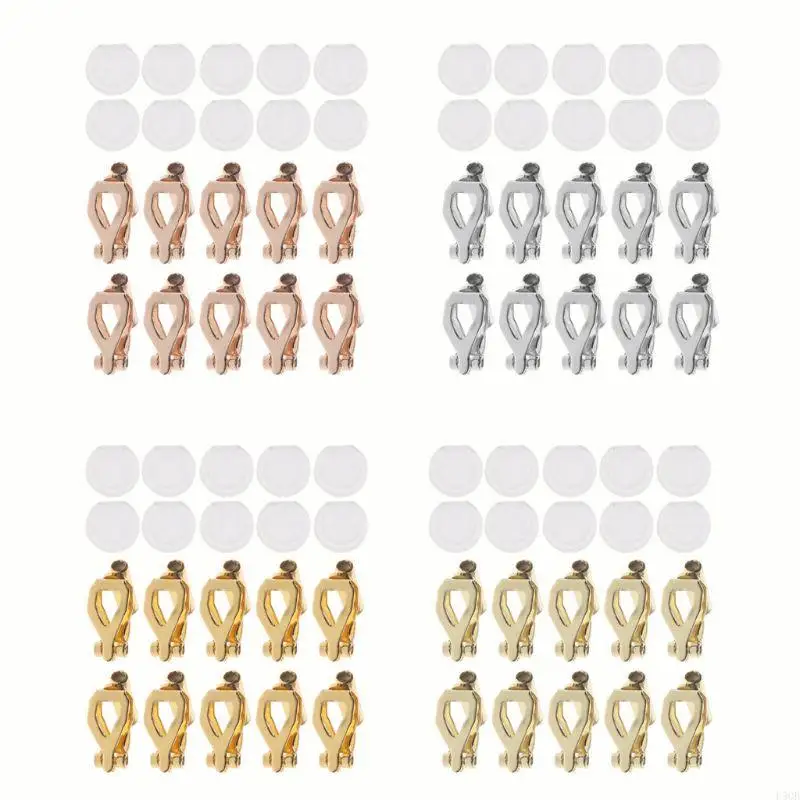 D5QB 20x Clip-on Earring Converters with Comfort Earring Pad Turn Pierced Earrings into No-pierced Earrings for Daily Jewelry