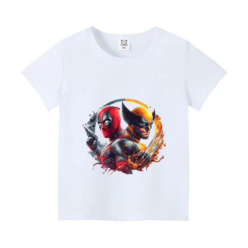 Deadpool Wolverine T-shirt for Kids Summer Short Sleeve Tee Boys Clothes Fashion Children's Clothing Friends Top Shirts Gifts