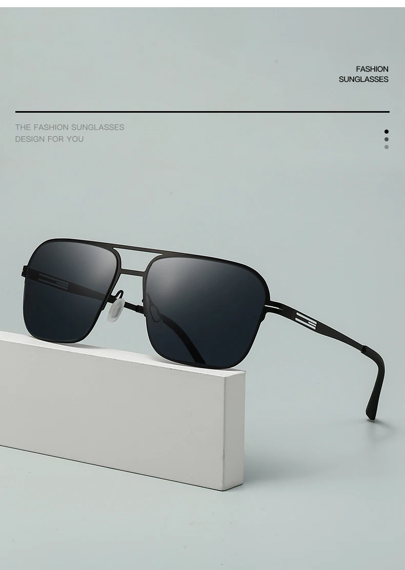 Modische Herren-Sonnenbrille aus Edelstahl mit doppeltem Fass, ultraleicht, hochwertig, sonnenblockierende Sonnenbrille mit großem Rahmen 5129 – Detail 4