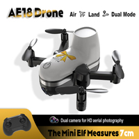 AE18 Drone Mini Land And Air Dual Mode 360° Roll 4k Hd Dual Cameras Headless Mode One Key Lift Optical Flow Set Height Dron Toy