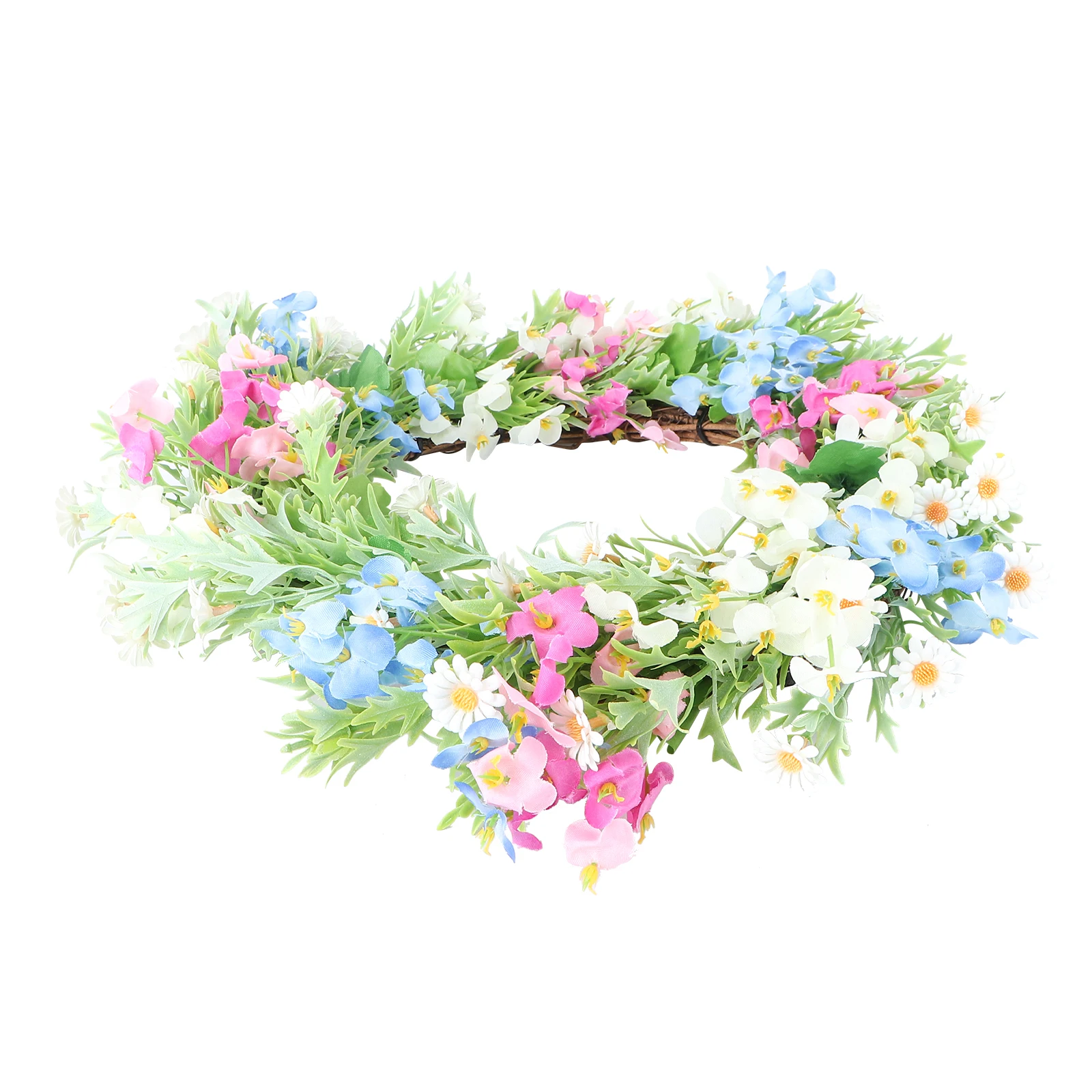 

Artificial Wreath Decor Spring Seasonal Adornment Flower Hoop Pendant Premium Material Simple Appearance Durability