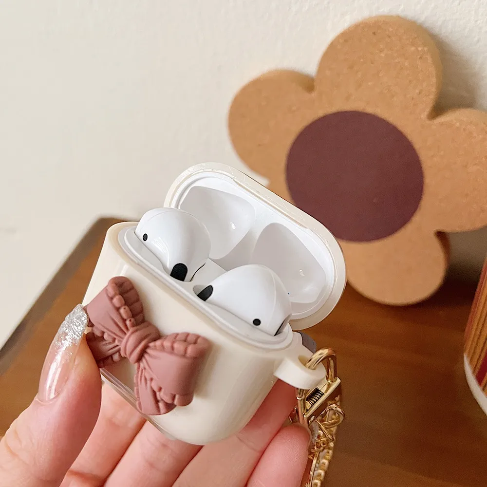 花と漫画のパターンシリコンイヤホンカバー、エアポッド4ケース、ファッションキーチェーン、キュート、ミニ、tws