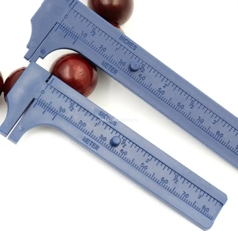 Handy Sliding Gauge Plastic Vernier Caliper Ruler Measuring Tool Double Scales mm/inch Mini Pocket Ruler 100mm Jewelry Dropship