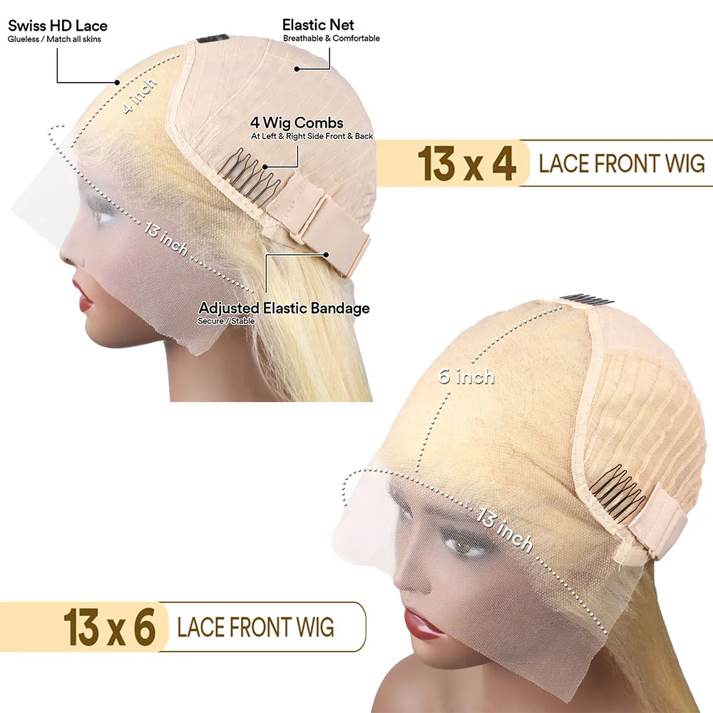 Perucas brasileiras de onda natural, frontal de laço transparente, loira 613, 13x6 hd, para as mulheres, barato, apuramento à venda