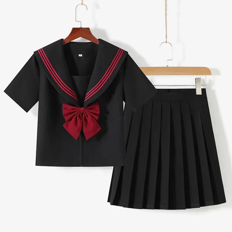 Schwarz orthodoxe College-Stil japanische koreanische Schüler Schuluniform jk Uniform Mädchen Anime Cosplay Seemann Anzug Klasse Top Röcke