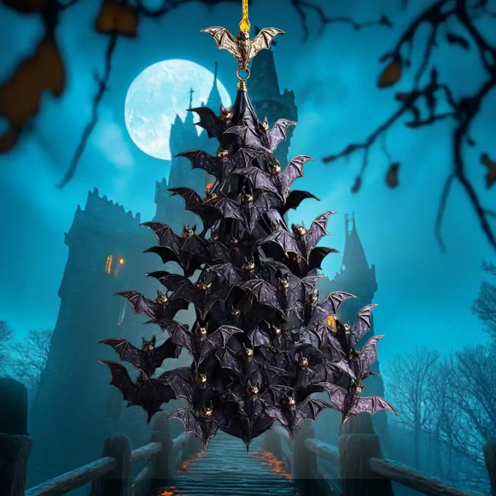 Intricate Bat Design Bat Ornament Bat Swarm Tree Ornament 2d Flat Acrylic Hanging Decoration Halloween Flying Pendant for Yard