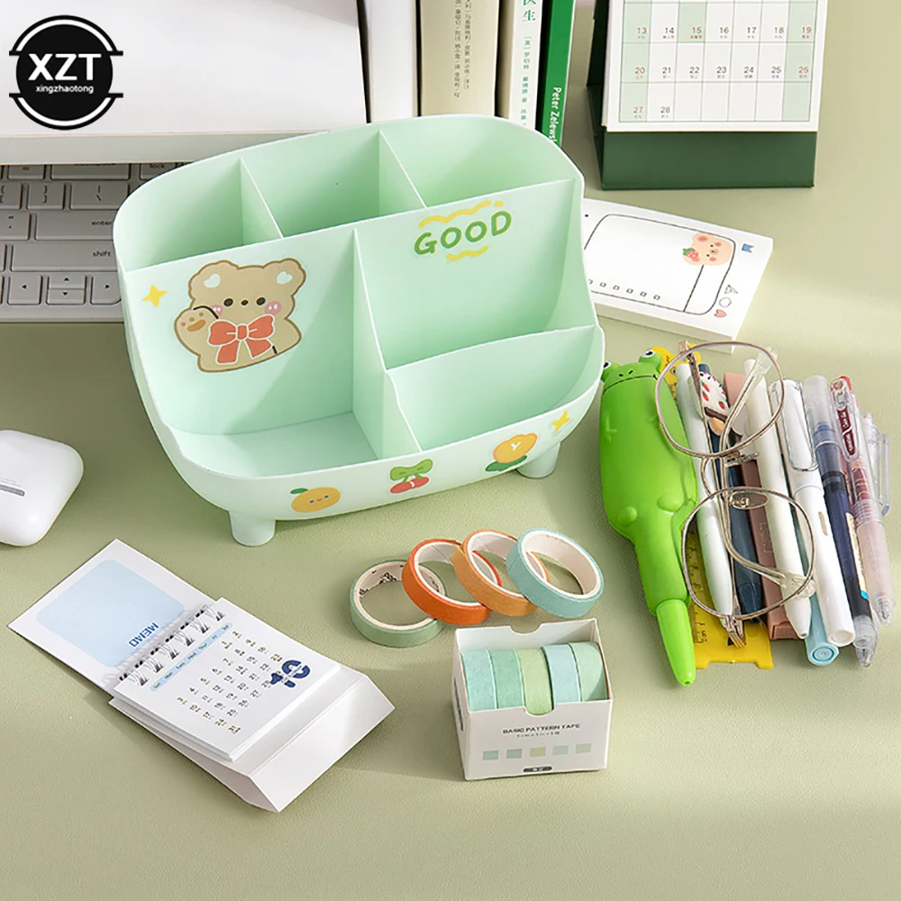 Creative พลาสติก Desktop Organizer ผู้ถือปากกาโต๊ะมัลติฟังก์ชั่นแต่งหน้าดินสอจัดเก็บกล่องโรงเรียนเครื่องเขียน Office