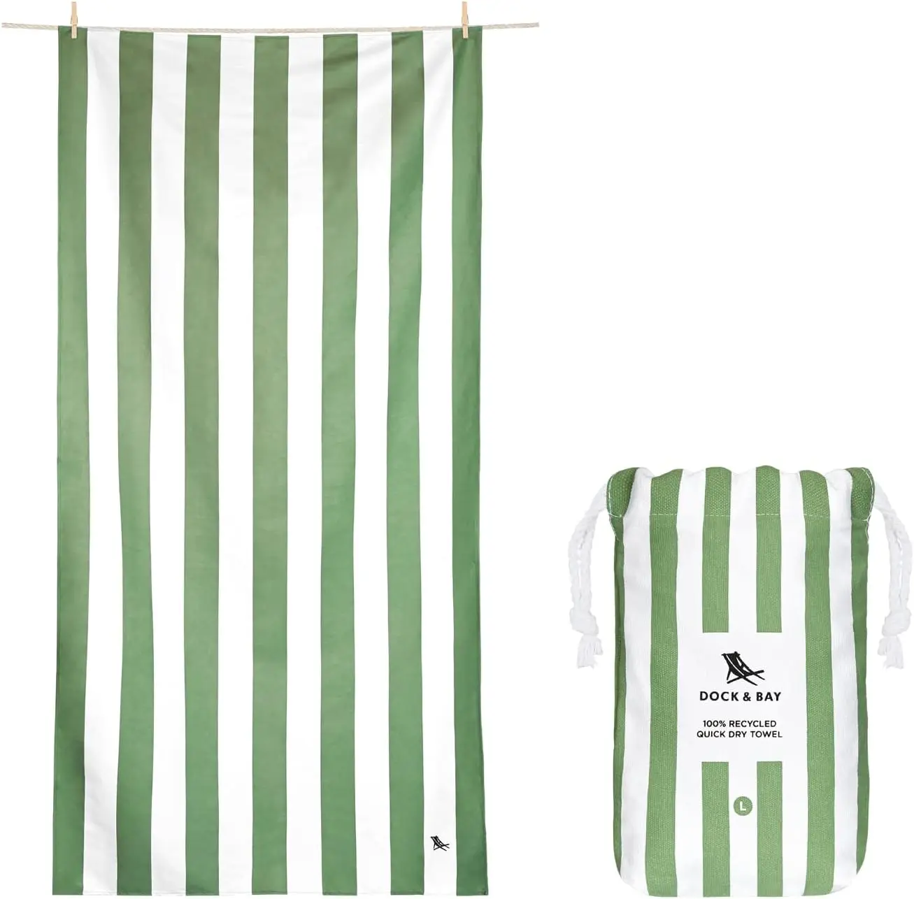 

Beach Towel - Qui Dry, Sand Free - Compact, Lightweight - 100% - Ludes Bag - Cabana - Cayman Khaki - Extra Large (200X90Cm,