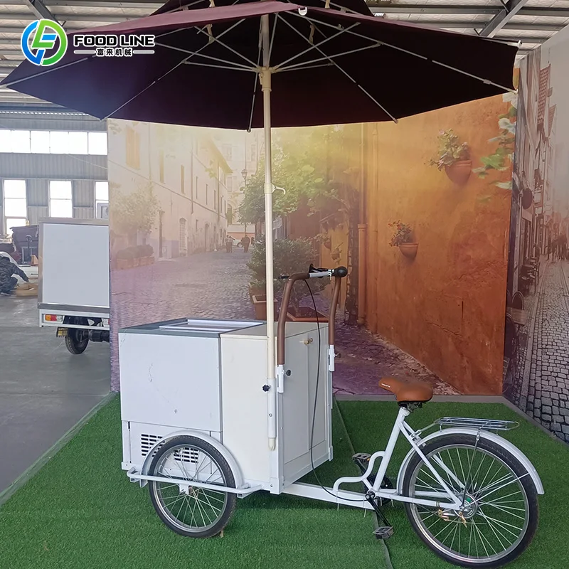 

Fashion Mini Ice Cream Trolley Outdoor Mobile Snack Cart Unique Design To Attract Customers In Plaza And Tourist Spots