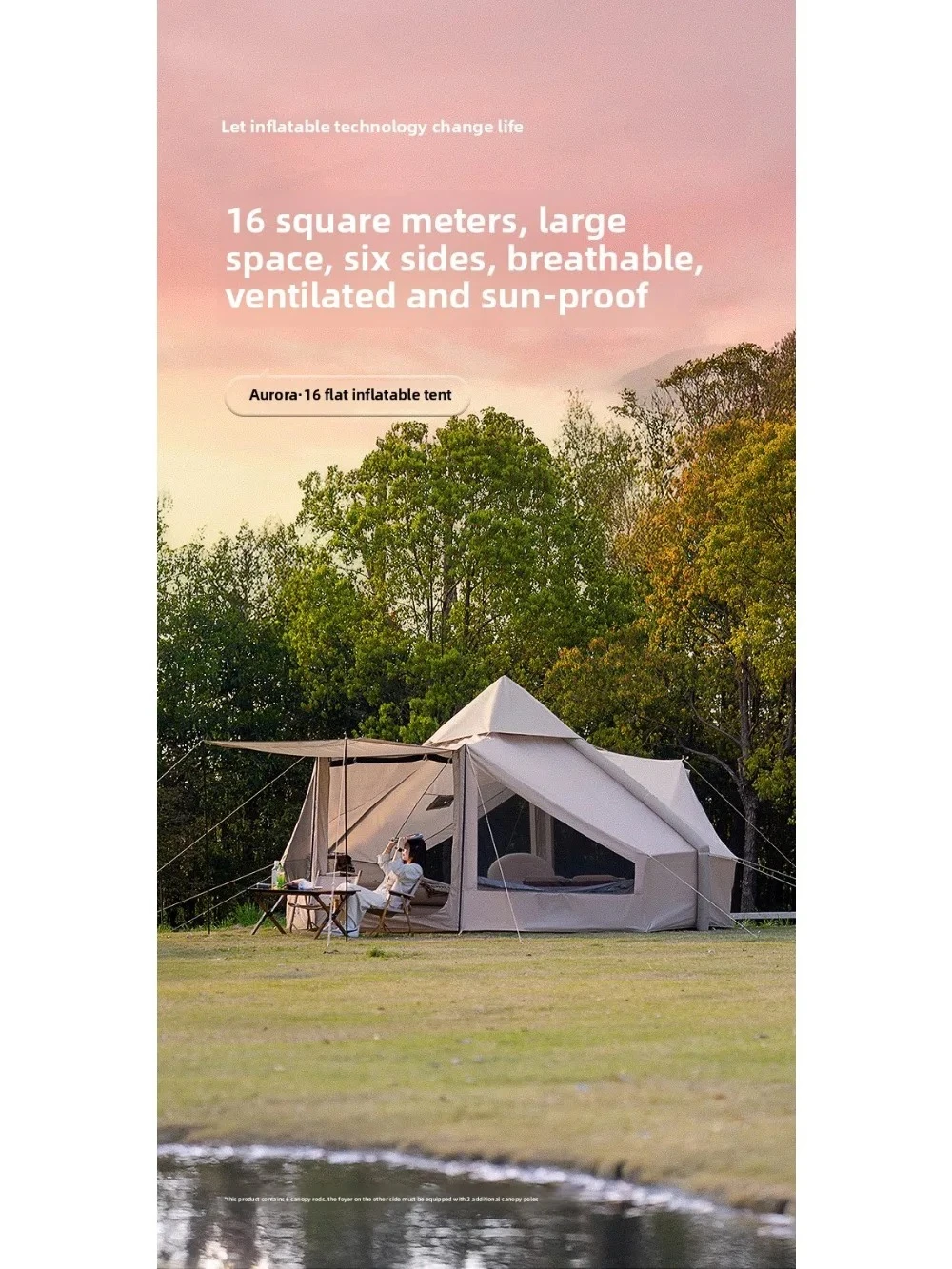 Outdoor Winter  Outdoor Camping Overnight Thickened Portable Camping Aurora 16 Flat Fully Automatic Inflatable Tent