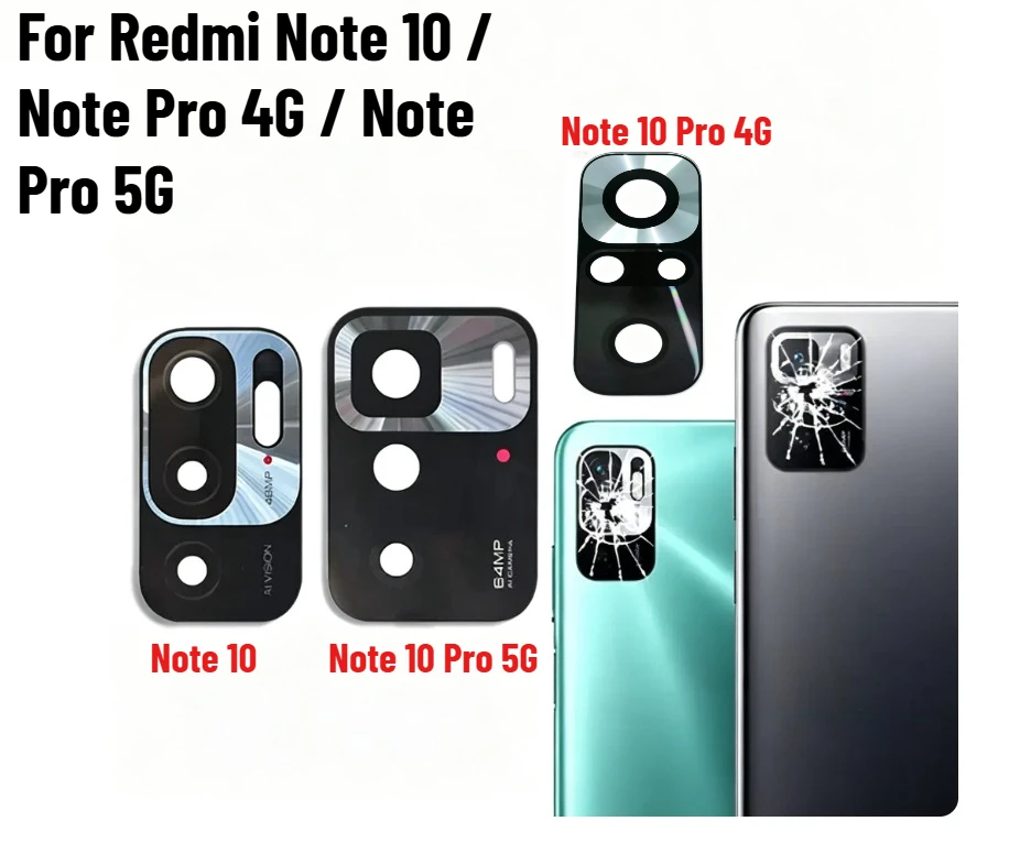 Phone Back Camera Lens Cover For Redmi Note 10 Pro 4G 5G Rear Camera Glass Lens Replacement Repair Accessory
