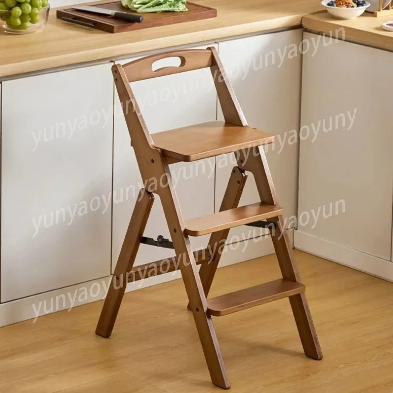 Foldable Multi-Functional Ladder Stool Kitchen Climbing Seat High Step Chair with Backrest Dual-Use Indoor Stepper Stool