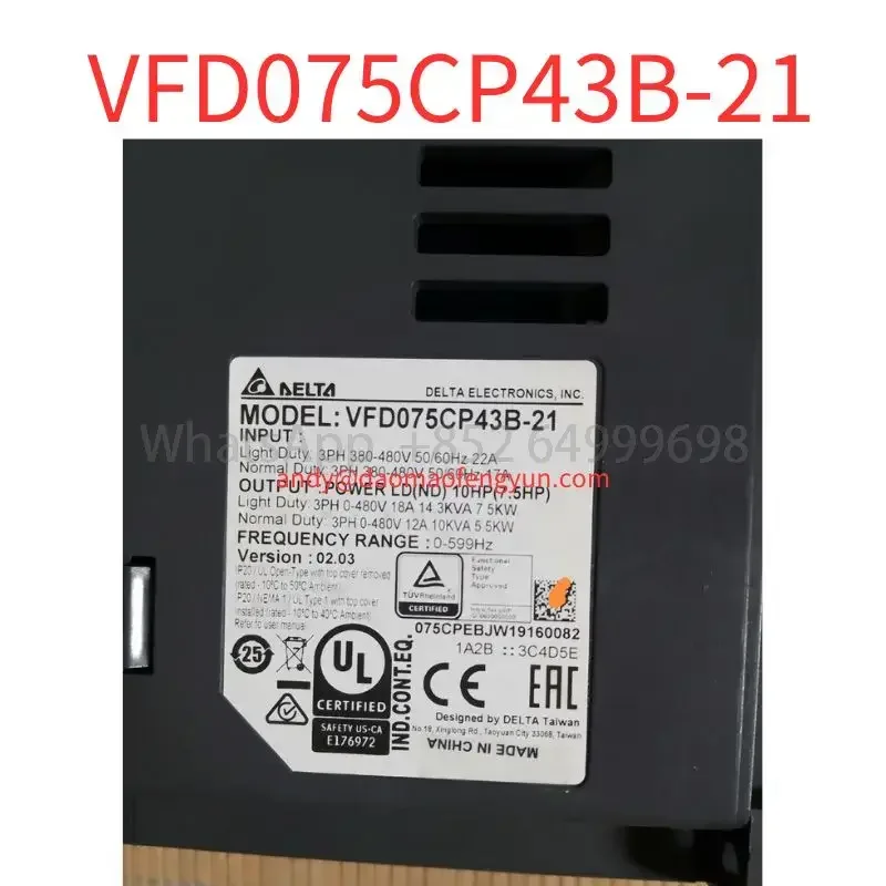 Used VFD075cP43B-21 7.5KW frequency converter