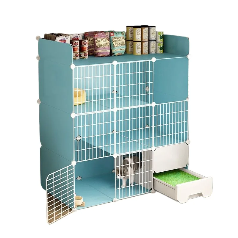 

Cat cage with toilet integrated large free space villa, household indoor large cat house nest