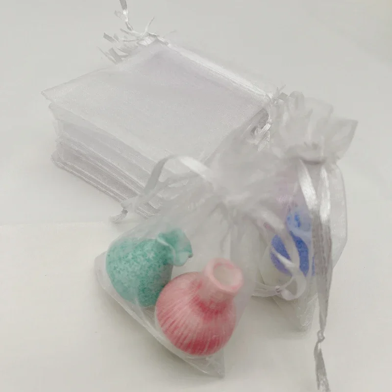 

Drawstring Storage Bags, Mesh Pouch, White Gift Bag, Wedding Packaging, Jewelry, Free Shipping, 100Pcs