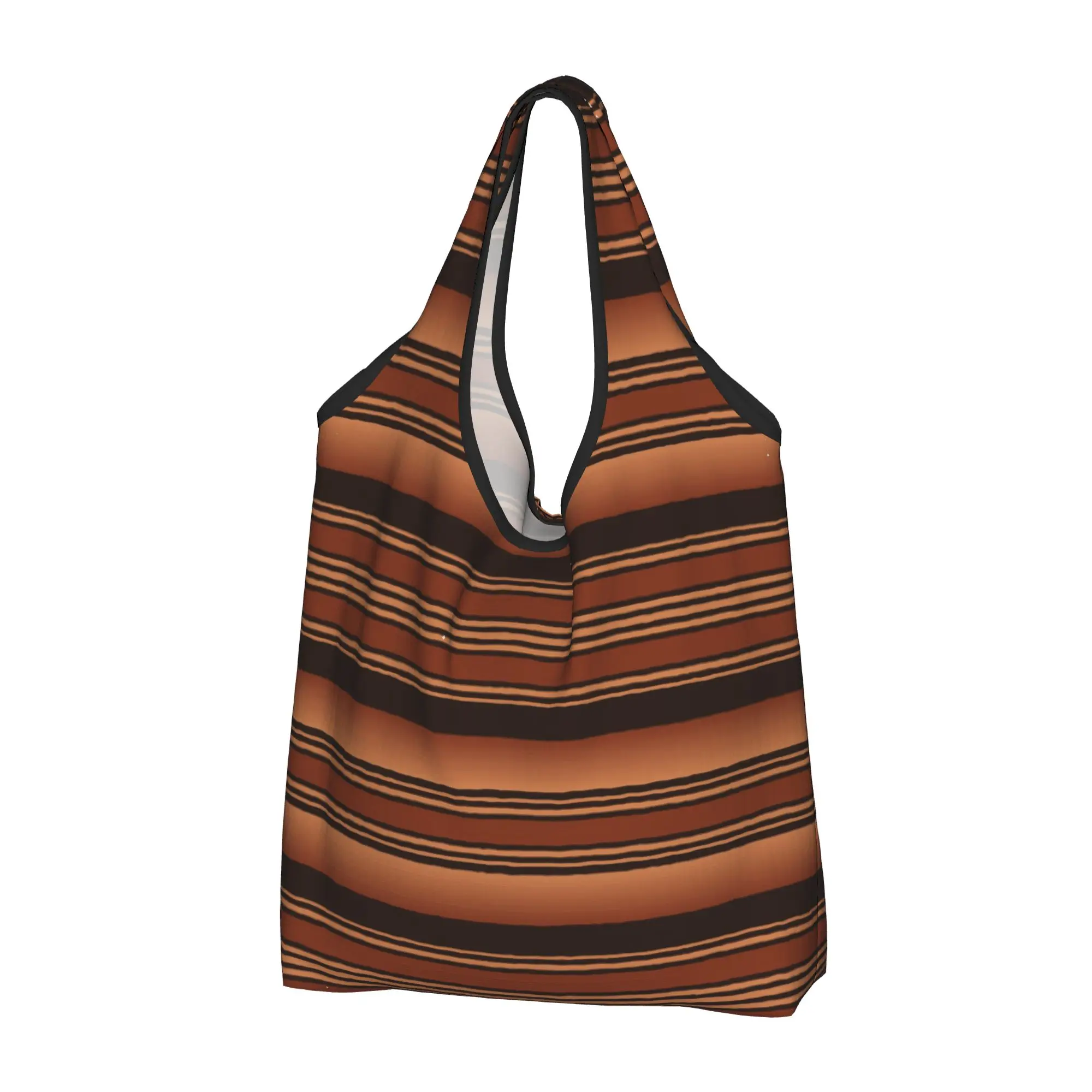 Custom Recycling Desert Southwestern Stripes Pattern Western Prints Shopping Bag Women Tote Bag Portable  Grocery Shopper Bags