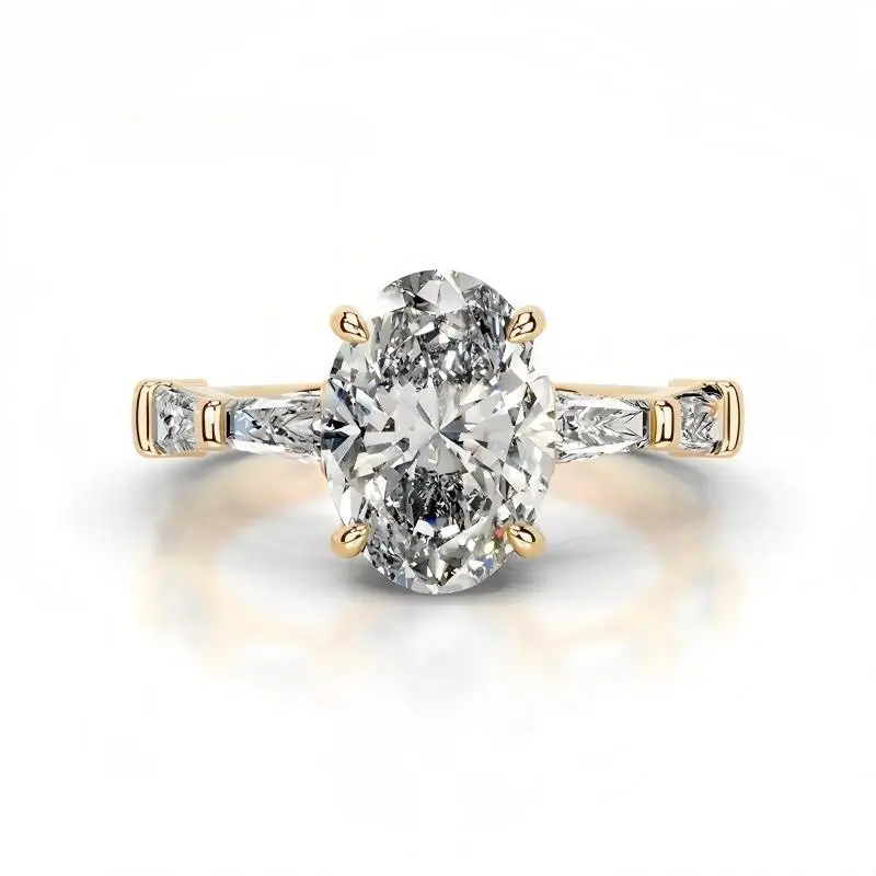 

Кольцо для предложения руки и сердца из серебра S925 с муассанитом 2 карата овальной огранки, цвет D, сертифицировано GRA, женское, ювелирное изделие высокого качества