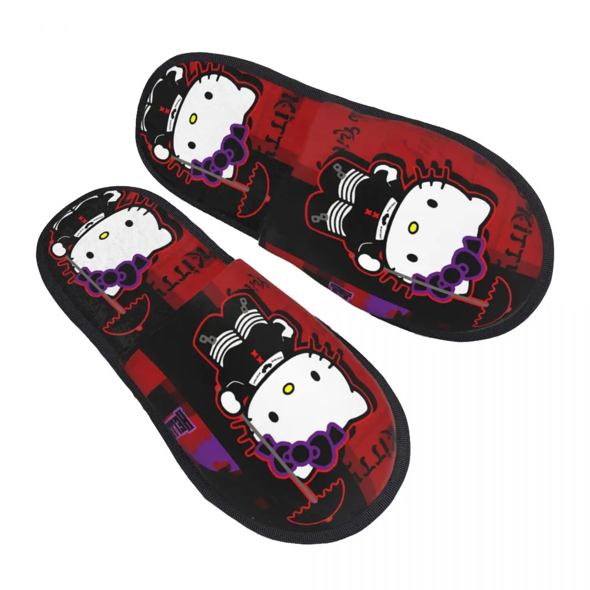 هالو كيتي Y2k الشرير الخفافيش شبشب شتوي غرفة المعيشة الكرتون لينة رغوة الذاكرة الشرائح عدم الانزلاق