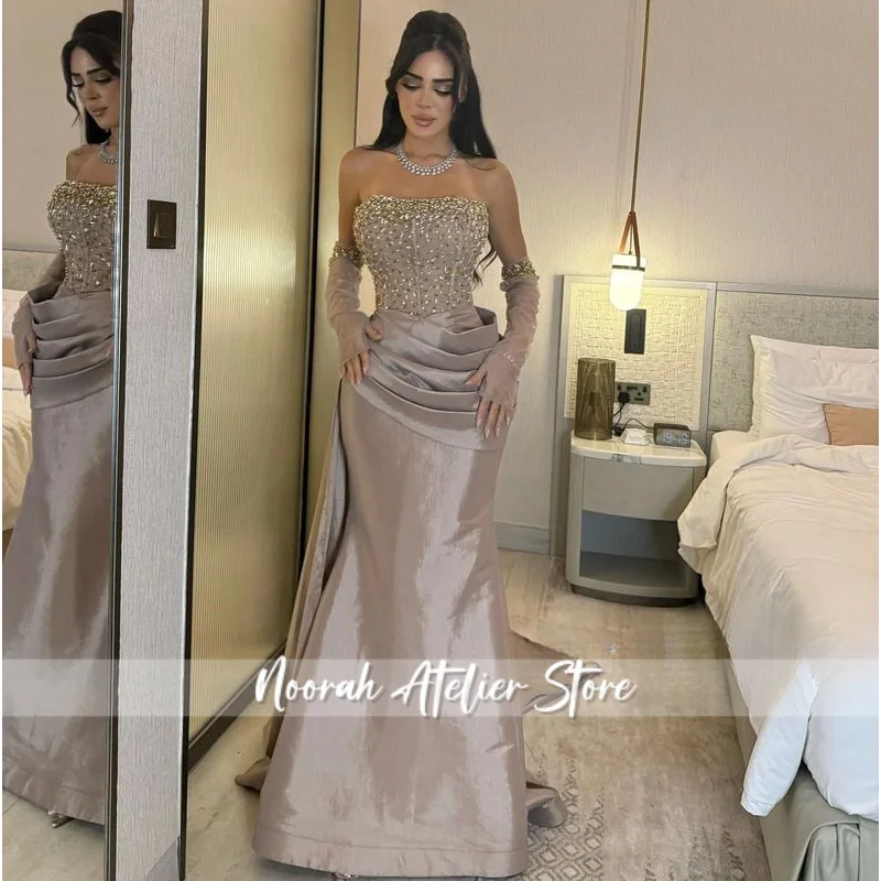 

Saudi Arabia Prom Dress Gala Elegant Mermaid Evening Dress with Pleated Strapless Wedding Party Dress For Special Events 2026