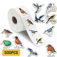 500PCS Beautiful Bird Roll Stickers Phone Scrapbook Envelope Gift Water Cup Guitar Skateboard Notebook Waterproof Decorative