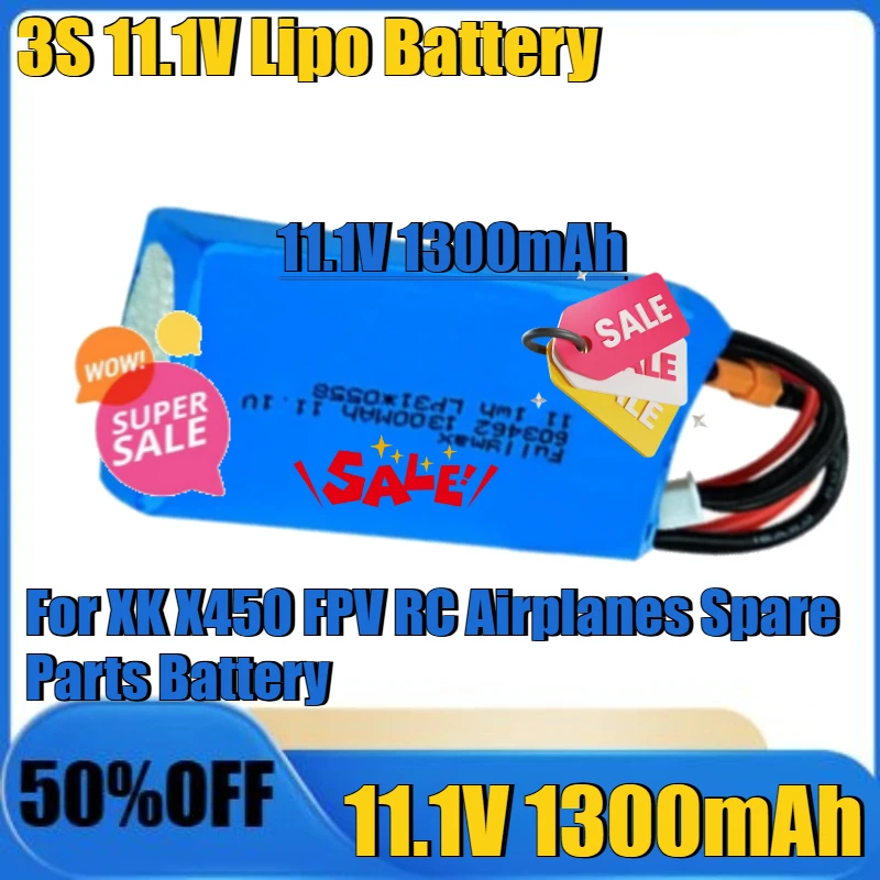 

11,1 В 1300 мАч для XK X450 FPV RC самолетов Запасные части 11,1 В 1300 мАч Аккумуляторы для X450 Новый высококачественный 3S 11,1 В Lipo аккумулятор