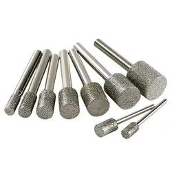 Rebabas de diamante de 3mm-20mm, cabezal de molienda de vástago de 3/6mm para Dremel, piedra rotativa, tallado de piedras preciosas