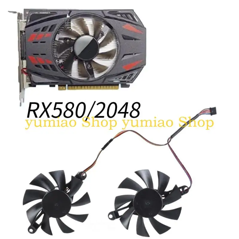 587b 80mm 4pin Video Card Cooling Fan untuk RX580 2048 Graphics Card Coolers Fan