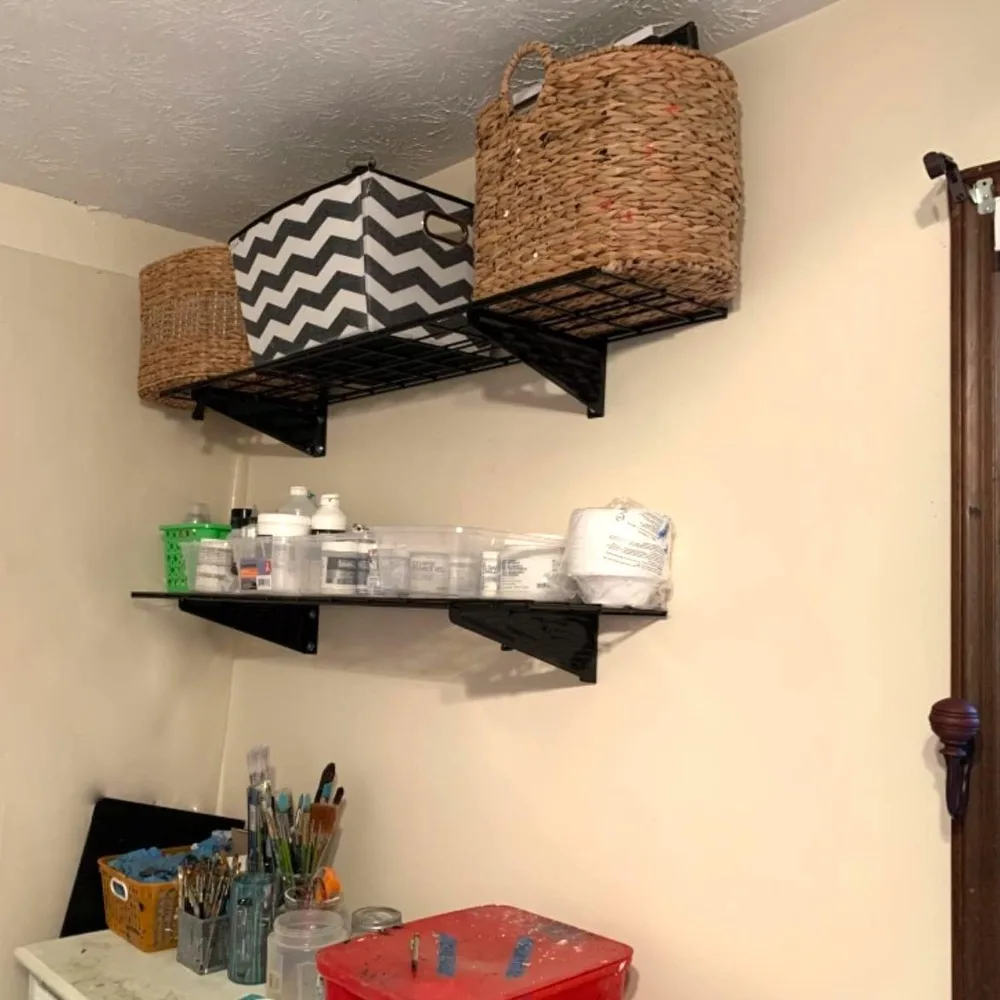 

2-Pack Heavy Duty Garage Wall Shelving Wall Mount Garage Storage Rack Floating Shelves Max Load 400lb Black