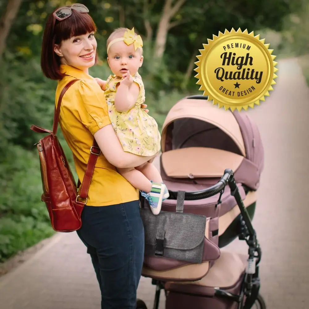 Waterproof Portable Diaper Changing Pad Reversible Wipes Pocket Padded Head Support Diaper Changer Travel Bag Buckle Closure