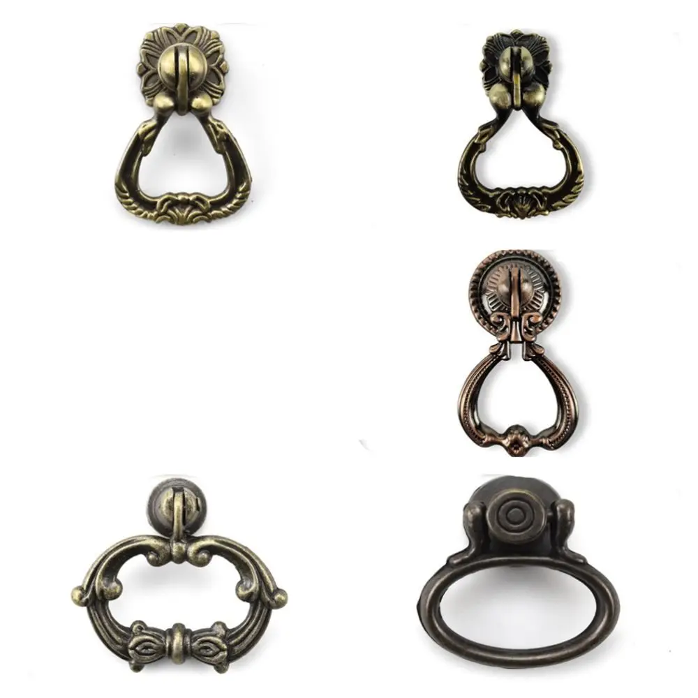 Chinese Antique Zinc Alloy Pendant Handle Retro Style Pull Ring Hanger Ring Drawer Handle Multi-purpose Multifunction