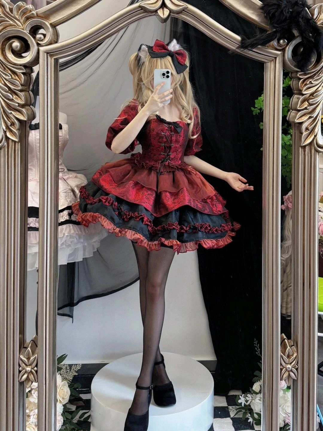 

k Lolita Color Colion Design Sense Bow Knot Puffy Skirt Women's oulder Coat Tube Top Cotton Summer Faion Set