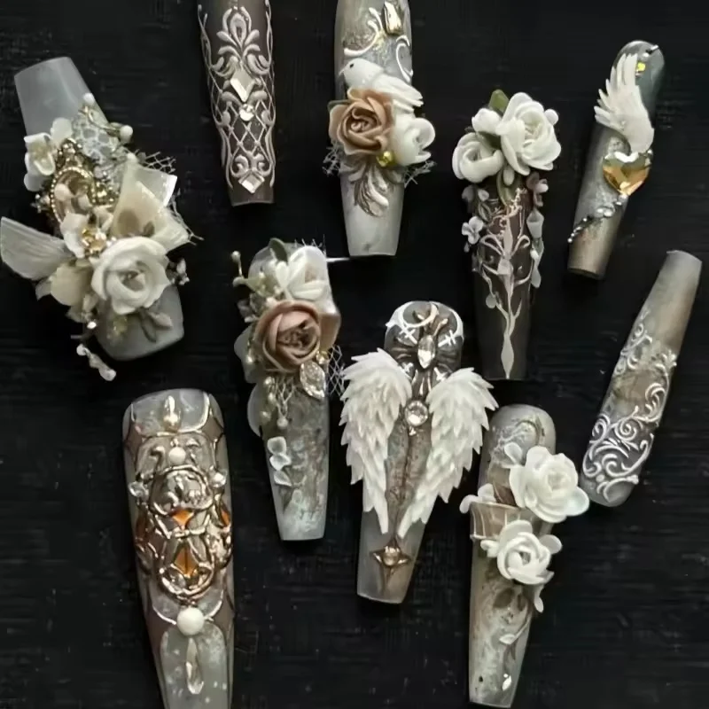 Moule acrylique 3D ailes d'ange, nœud serpent diamant, décoration Nail Art, bricolage, modèle d'ongles en Silicone, 1 pièce