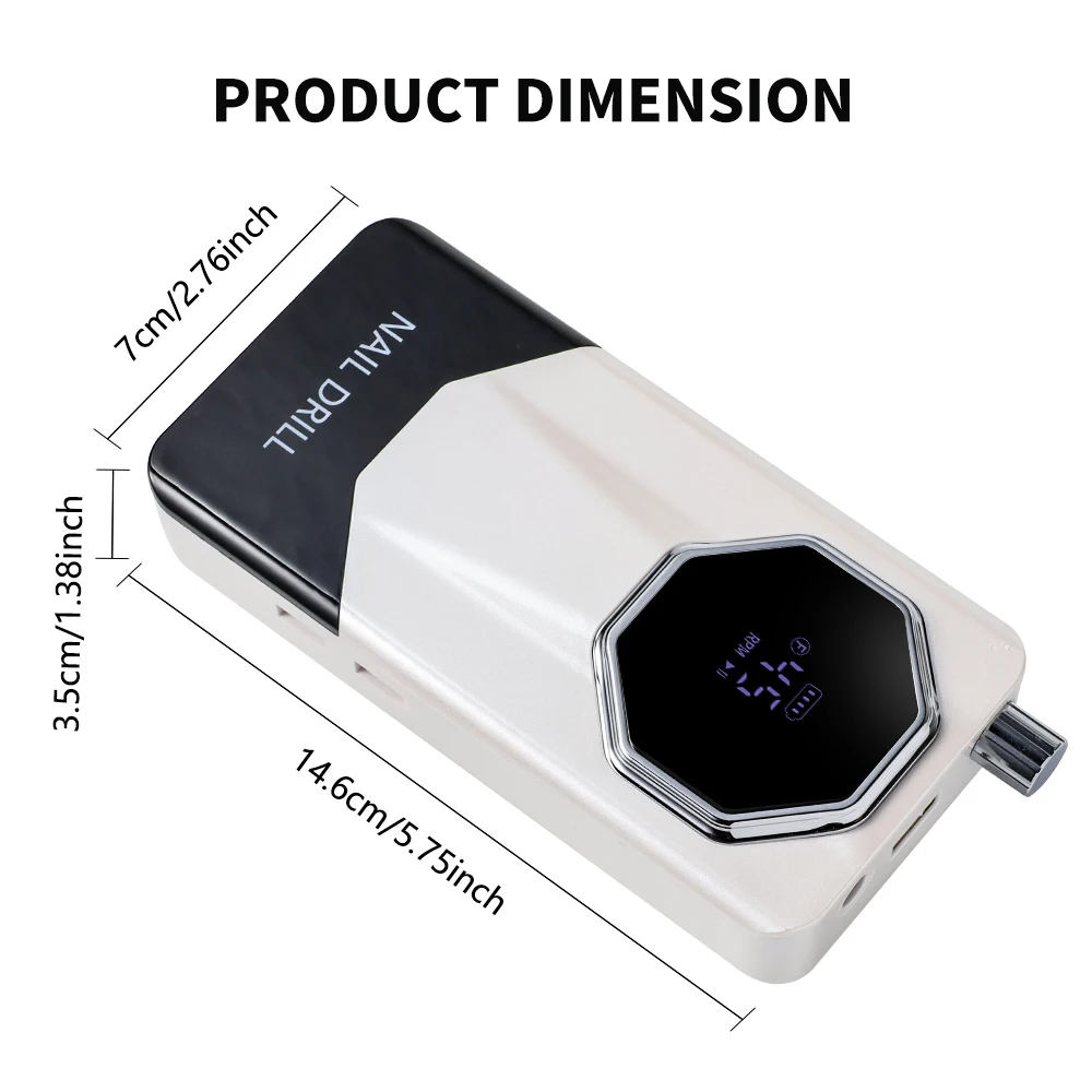 Fresa per Unghie Elettrica Professionale Portatile 45000RPM Ricaricabile Silenziosa Lima per Unghie per Manicure Strumento da Salone