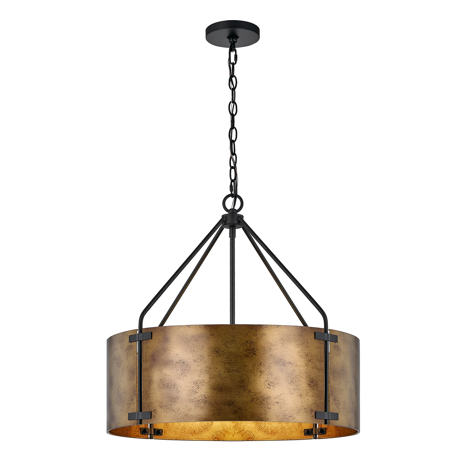 Vintage Metal Drum Chandelier 4-Light E27 LED Industrial Adjustable Chain Hanging Pendant Light Fixtures Foyer Entryway Home
