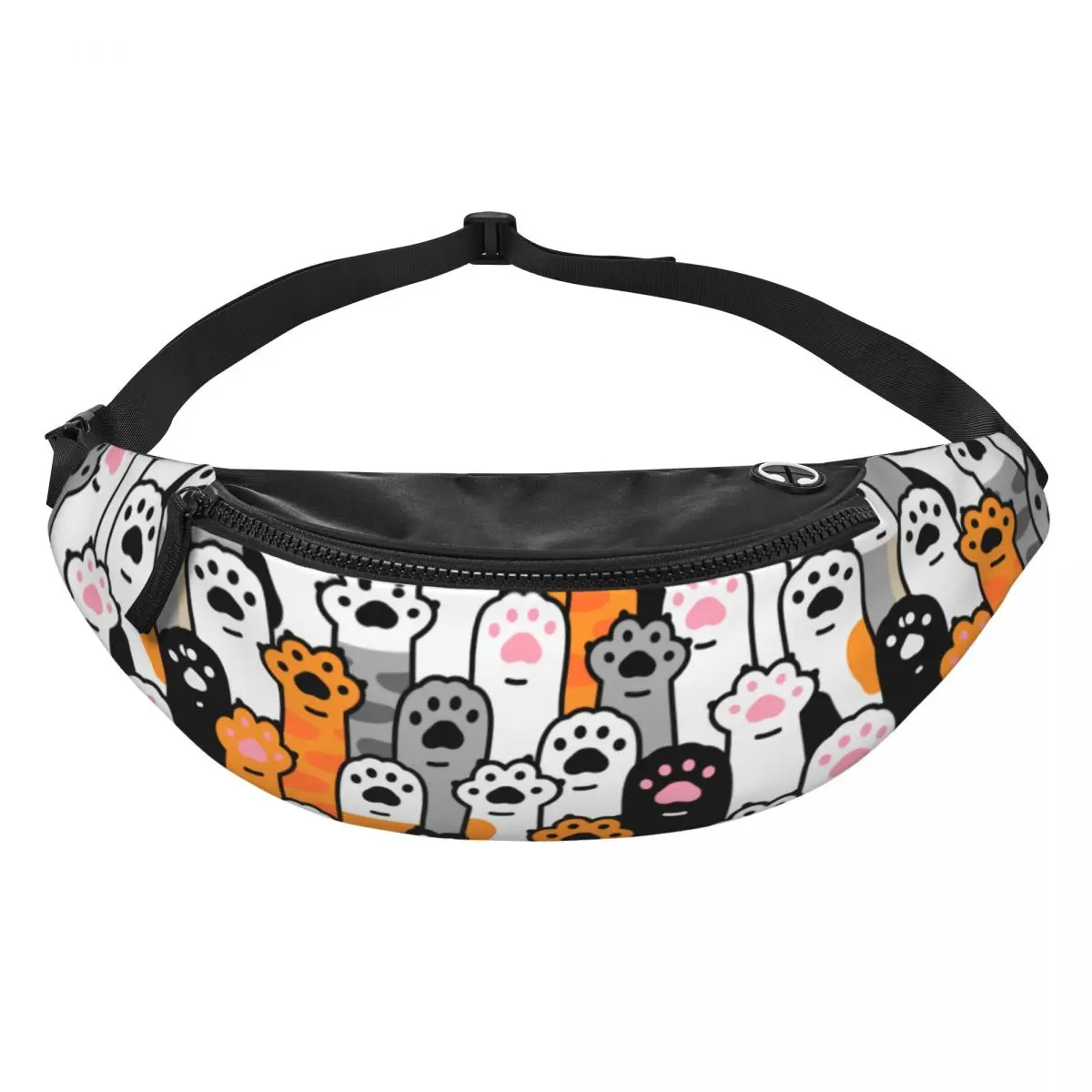 Custom Colorful Cartoon Kitten Cat Fanny Pack Men Women Black Cats Crossbody Waist Bag for Running Phone Money Pouch