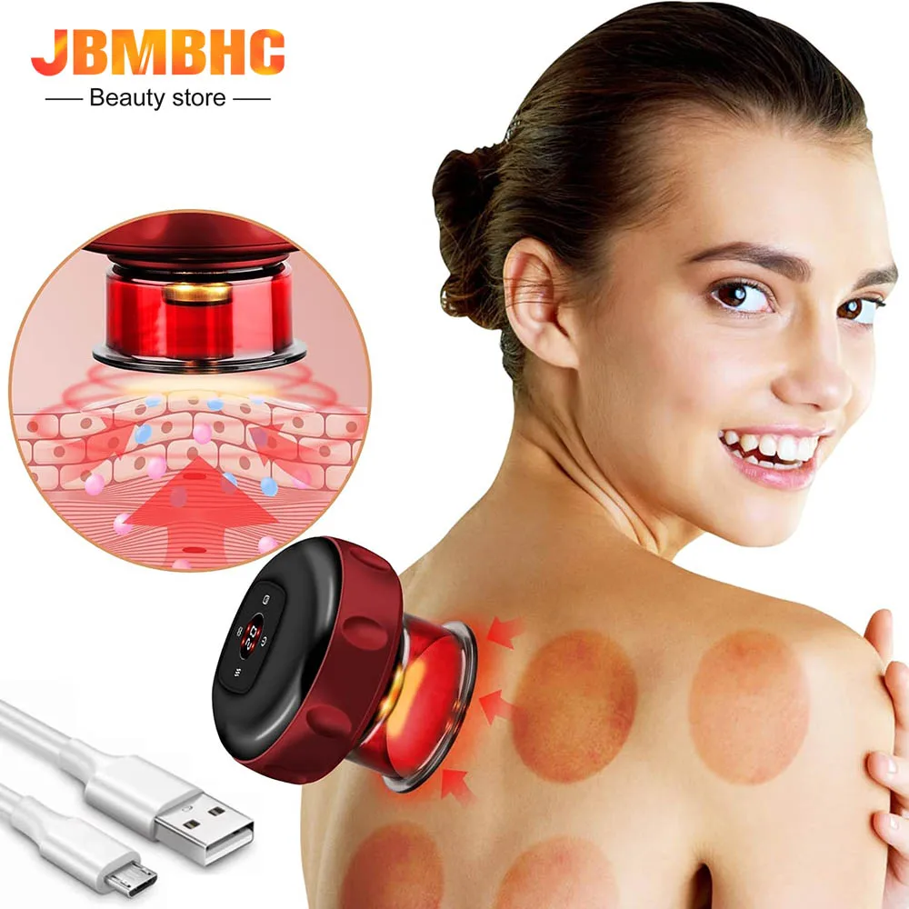 USB Rechargeable Smart Vacuum Cupping Massager Electric Cupping Therapy Set Guasha Hot Compress Anti Cellulite Therapy Health