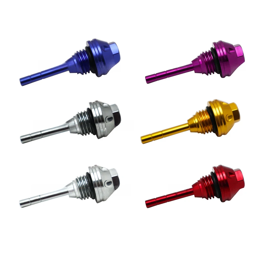 

Hexagonal plum blossom style motorcycle oil dipstick made of aluminum alloy for reliable function and enhanced bike aesthetics