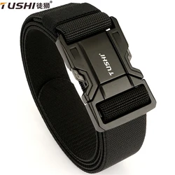 TUSHI New Tactical Belt Alloy Quick Release Buckle Elastic Belt Casual Tooling Training Military Belt Trousers Mens Belt Hunting