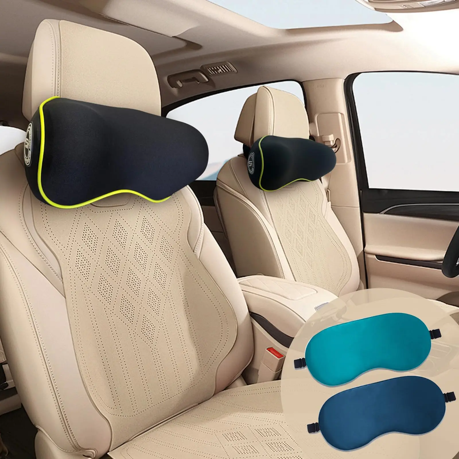 

Ultra-Soft Memory Foam Car Headrest Support Pillow With Breathable Removable Cover, Adjustable Strap For Neck And Back Comfort